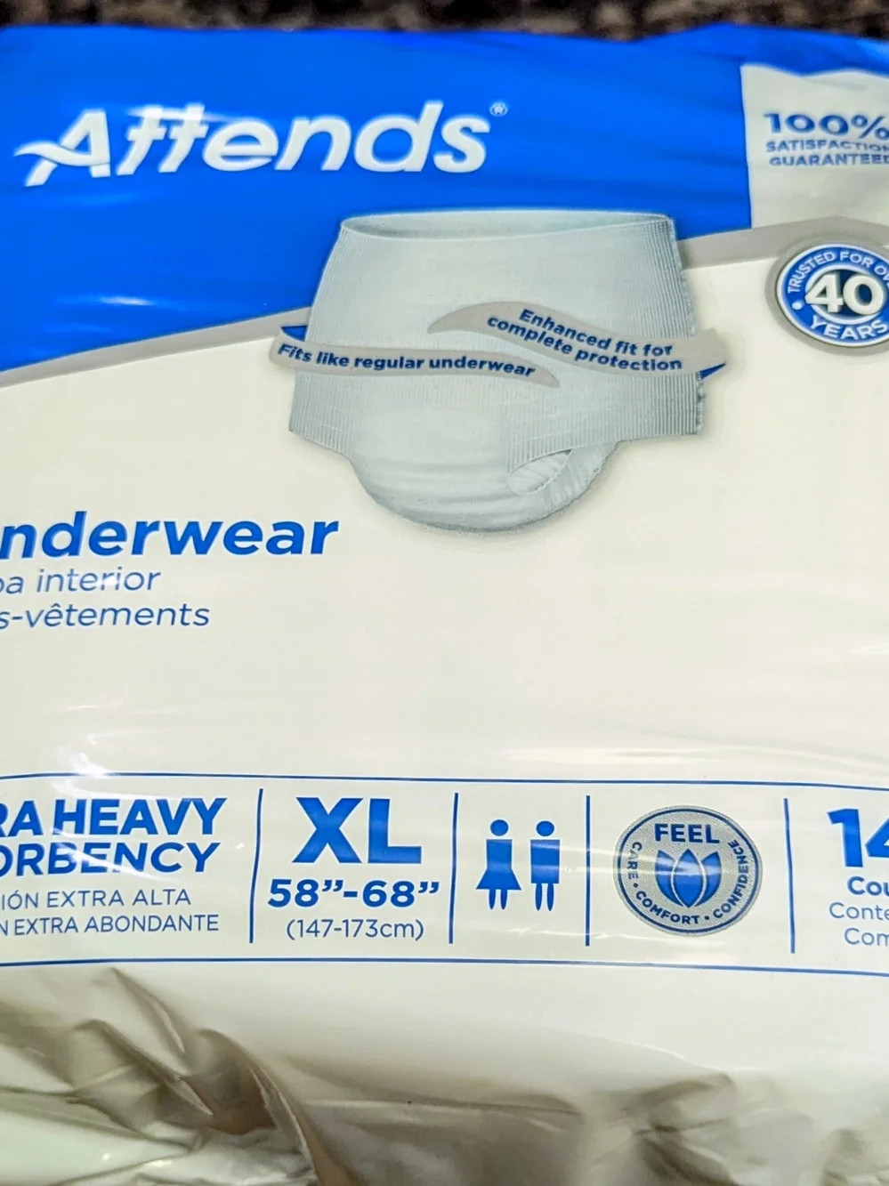 2Pks Men And Women Unisex White Extra Heavy Absorbency Underwear XL-14Count Each
